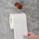 Wood Toilet Paper Holder No Drill Kitchen Storage Brass Towel Hanger Bathroom Accessories Self-Adhesive Wall Mounted Tissue Rack-Letifly Lights and Decor