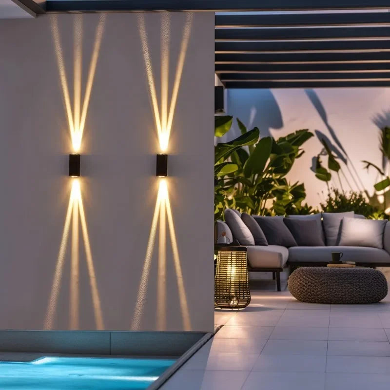 LED modern up-and-down wall lamp black aluminum outdoor indoor warm white anti-rust wall sconce