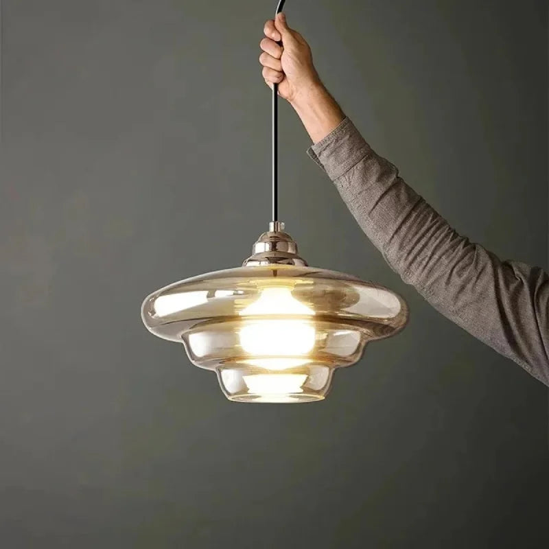 Apollo Aura Lamp Cognac glass pendant light retro layered chandelier modern kitchen island lamp