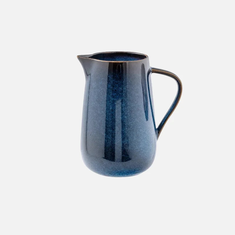Ceramic ombre pitcher glossy gradient blue serving carafe modern decorative vase home tableware