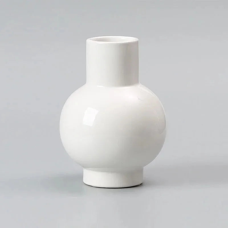Ceramic Vase Bright Glazed Colorful Big Belly Round Shape Modern Decor