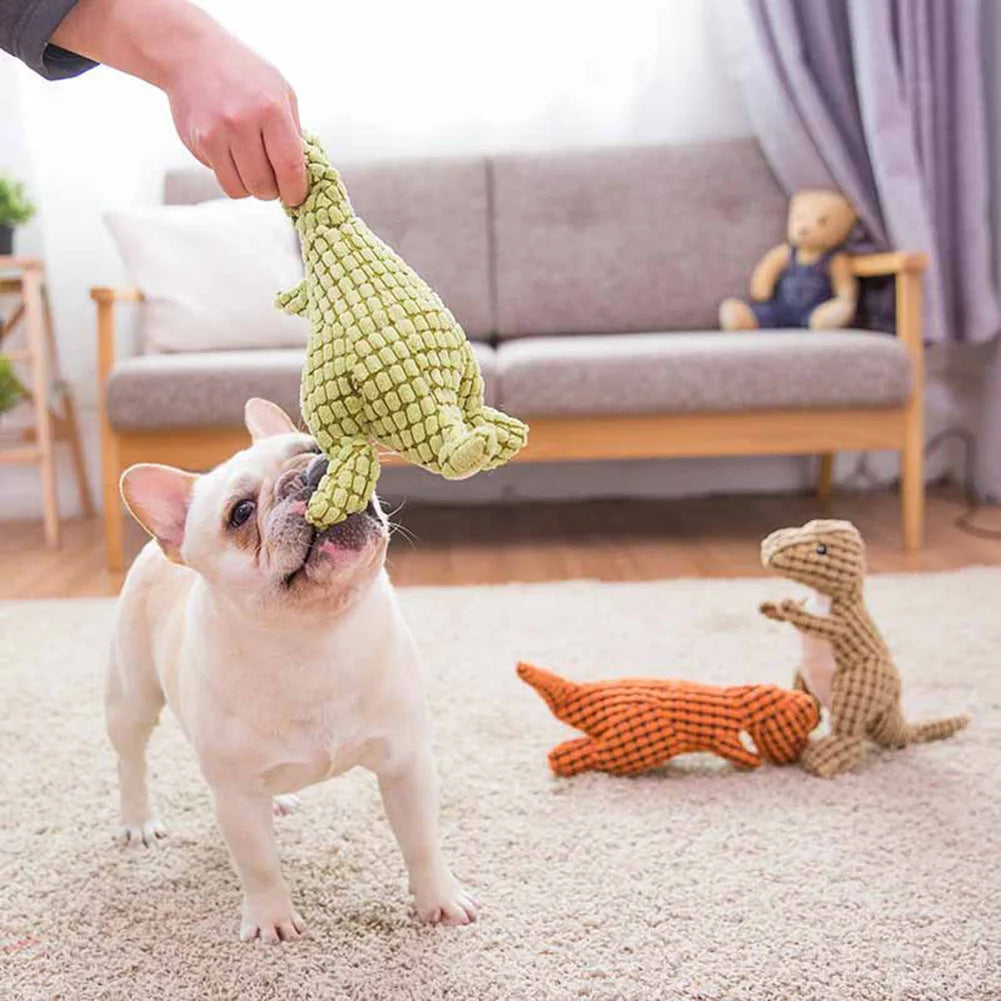 Plush corduroy squeaky dog toy animal shape durable chew toy for puppies and dogs