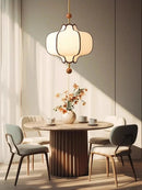 Retro Fabric Lampshade Pendant Light Japan Circular LED for Room Dining Table Apartment Wooden Ball Lighting Fixtures E27-Letifly Lights and Decor