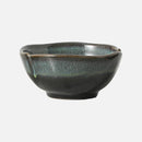 Ceramic serving bowls reactive glaze blue brown organic rim stackable modern dining tableware