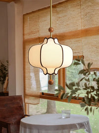 Retro Fabric Lampshade Pendant Light Japan Circular LED for Room Dining Table Apartment Wooden Ball Lighting Fixtures E27-Letifly Lights and Decor