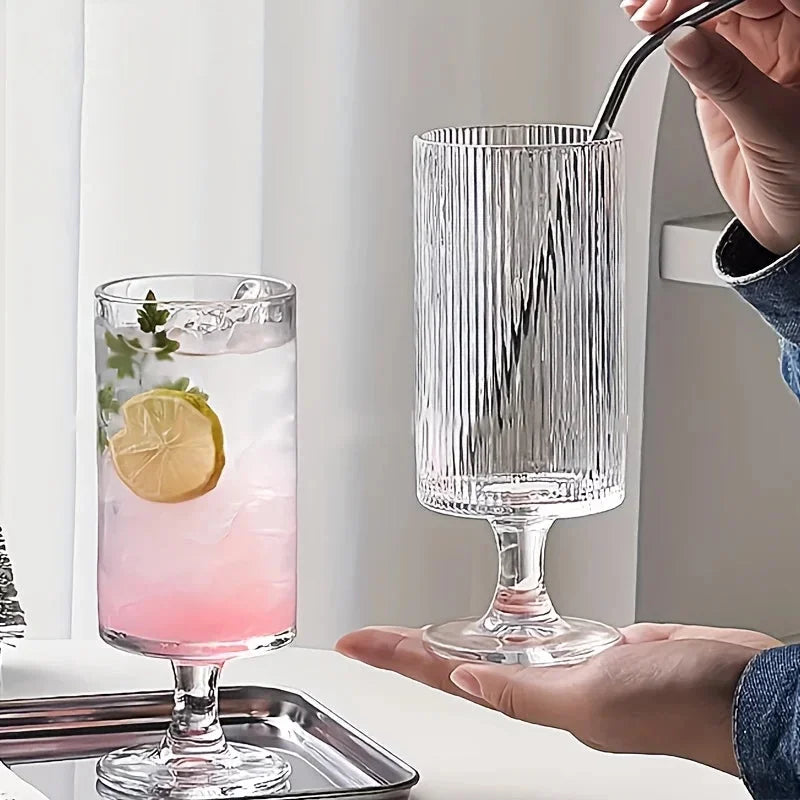 Luxe Stria Footed Glass