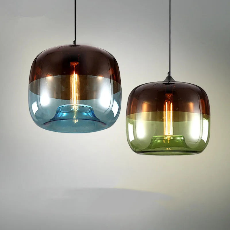 gradient glass pendant lamp ombré hand-blown LED hanging light