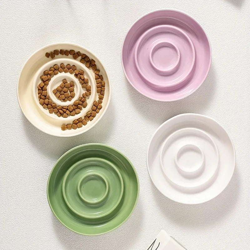 Ring Ceramic Slow-Feed Pet Bowl