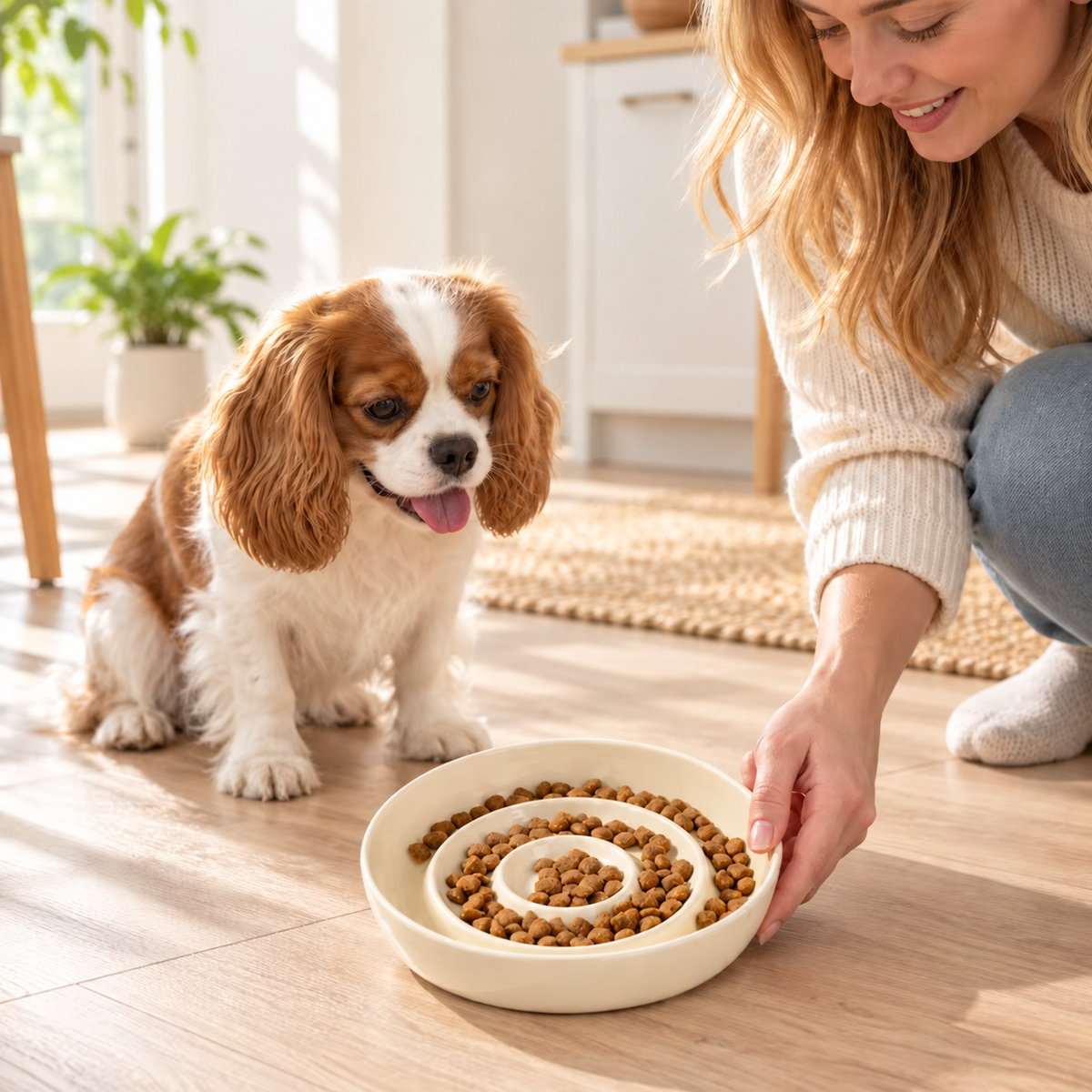 Ceramic Cat Slow Food Bowl for Small Dogs Anti-Choking Pet Supply Dishwasher Safe Dog Bowls for Water And Food-Letifly Lights and Decor