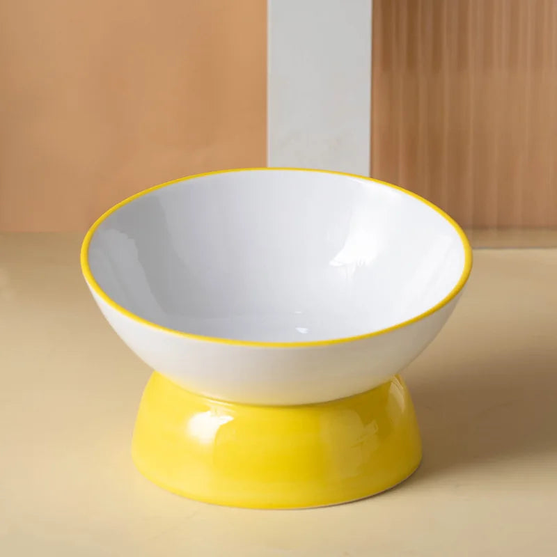 Elevated Ceramic Cat Bowl, Raised Slow Feeder for Cats & Small Dogs, Anti-Choking Neck Guard, Multiple Colors, Non-Slip Bowl-Letifly Lights and Decor