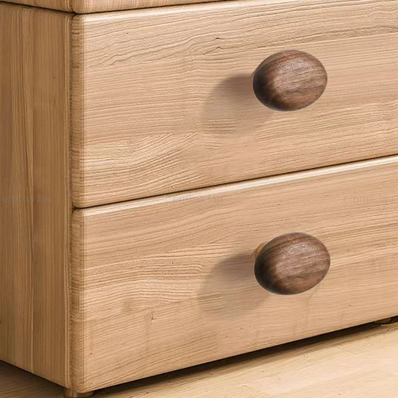 Cabinet handle solid walnut smooth pebble shape modern design