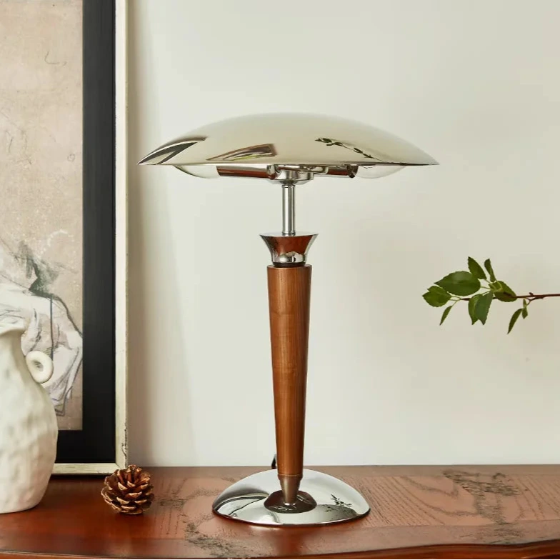 Polaris Wood & Chrome Desk Lamp