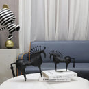 Black Metal Horse Sculpture Abstract Modern Animal Statue Bookshelf Decor Living Room Accent