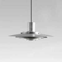danish modern brushed aluminum ufo disc pendant light with led for dining room or kitchen island