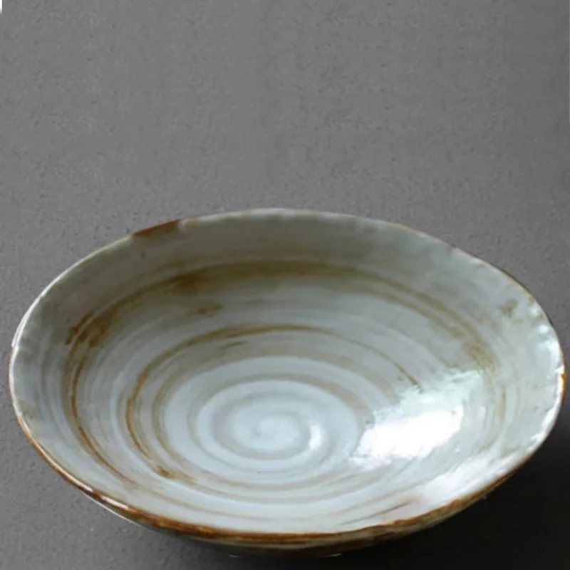 Stoneware pedestal dish footed ceramic matte textured tray