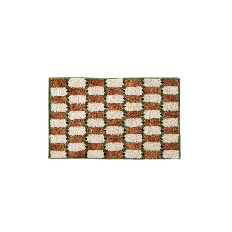 Grids Print Bedroom Mat Soft Tufted Carpet Bathroom Rug Living Area Floor Pad Doormat Aesthetic Home Room Decor-Letifly Lights and Decor
