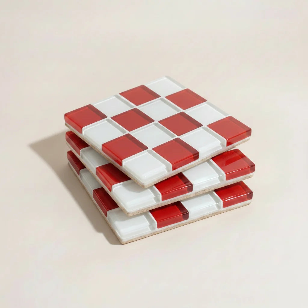 Pixel Checkered Tile Coasters-Letifly Lights and Decor