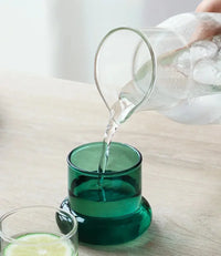 Glass carafe with cup lid modern water bottle minimalist infusion pitcher clear glass beverage container bedside carafe