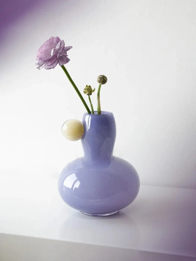 Glass vase with orb detail stained glass pastel colorful modern decor