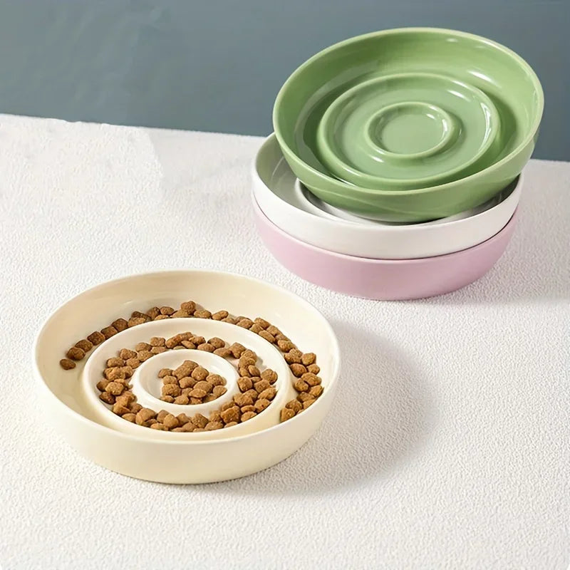 Ring Ceramic Slow-Feed Pet Bowl