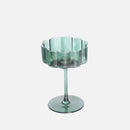 Wave Rim Glass Collection Colorful crystal glasses with wavy petal rim modern cocktail and wine glass 