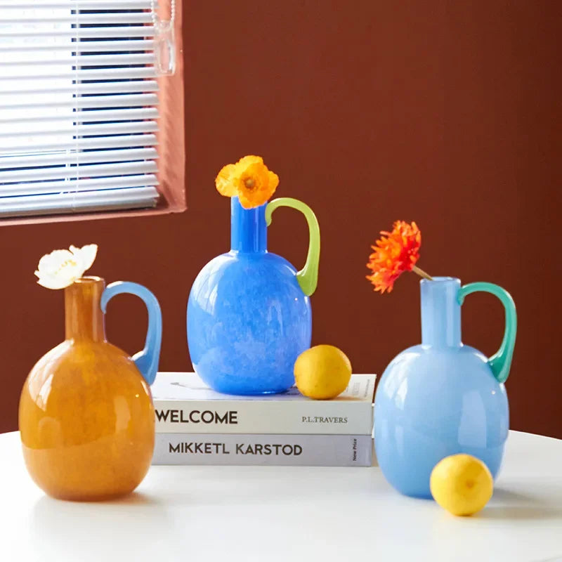 Sunset Pour Colorblock Glass Vase