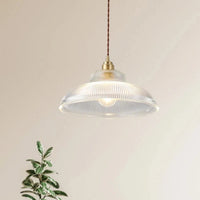 Linden Glow Ribbed Pendant Light Ribbed glass pendant light with brass hardware Nordic hanging lamp