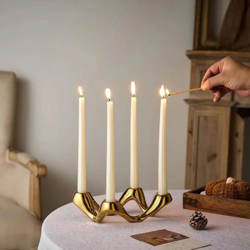 Serpentine Ceramic Candelabra-Letifly Lights and Decor