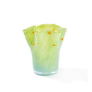 Glass vase gradient color wavy rim handblown ruffle edge pastel dotted accents