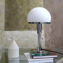 Bauhaus white glass dome table lamp with chrome base Danish Nordic modern bedside desk light