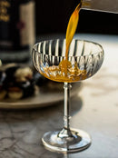 ribbed glass cocktail coupe handmade clear borosilicate stemware