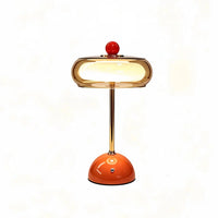 Mid-Century Modern Glass Table Lamp Vintage LED Bedside Desk Lamp Golden Metal Pole Bedroom Nightstand Decor Light-Letifly Lights and Decor