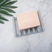 Flexible silicone soap holder with wave drainage design for kitchen or bathroom soap saver storage