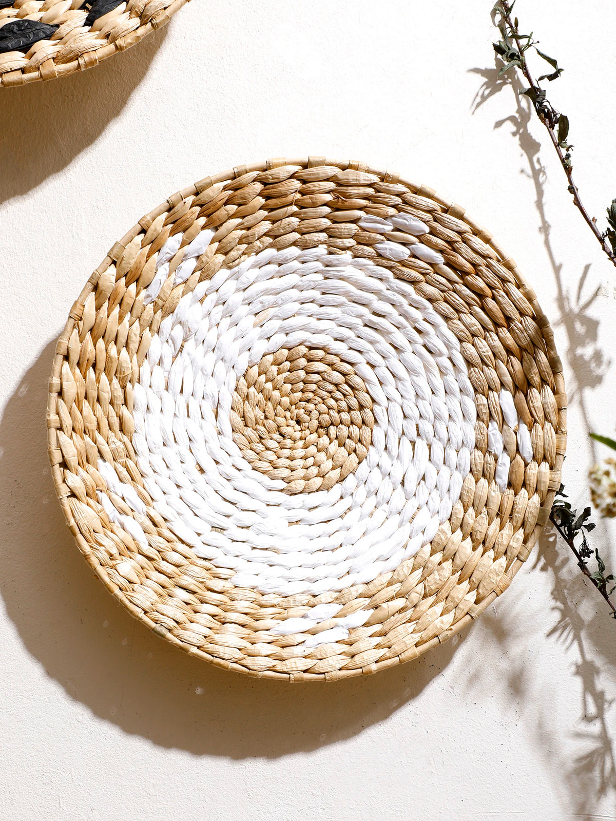 Seagrass wall decor boho handwoven natural rustic modern wall basket art