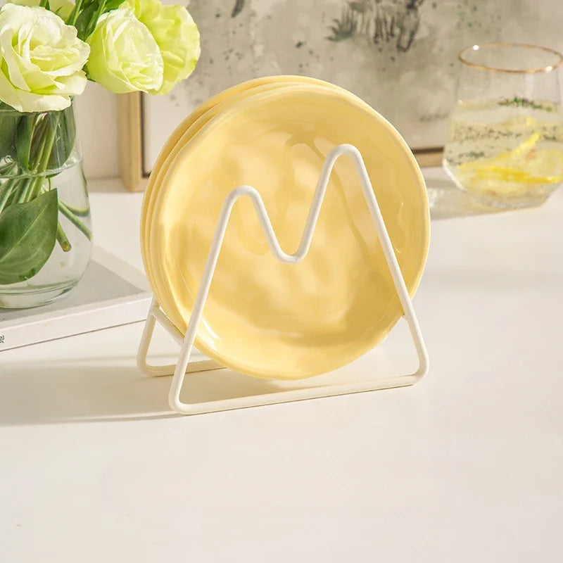 Luna Creme Pastel ceramic snack plates wavy edge hand-glazed modern dish set