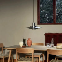 danish modern brushed aluminum ufo disc pendant light with led for dining room or kitchen island