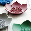 lotus flower silicone soap holder dish with drainage pad for bathroom or kitchen sink