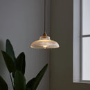Linden Glow Ribbed Pendant Light Ribbed glass pendant light with brass hardware Nordic hanging lamp