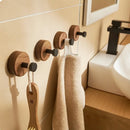 Wooden wall hook self-adhesive walnut key holder modern towel coat hanger
