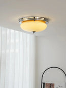 Ceiling light cream glass chrome Bauhaus French style retro flush mount ceiling lamp