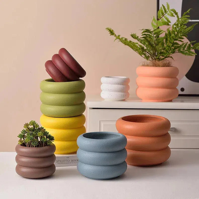 Textured Colorful Rounds Bubble Planter Pot