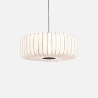 Silk Pendant Light modern fabric hanging lamp with black frame adjustable height