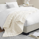 Ruched Faux Fur Throw Blanket Plush Textured Soft Cozy Sofa or Bed Accent