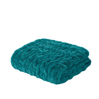 Ruched Faux Fur Throw Blanket Plush Textured Soft Cozy Sofa or Bed Accent