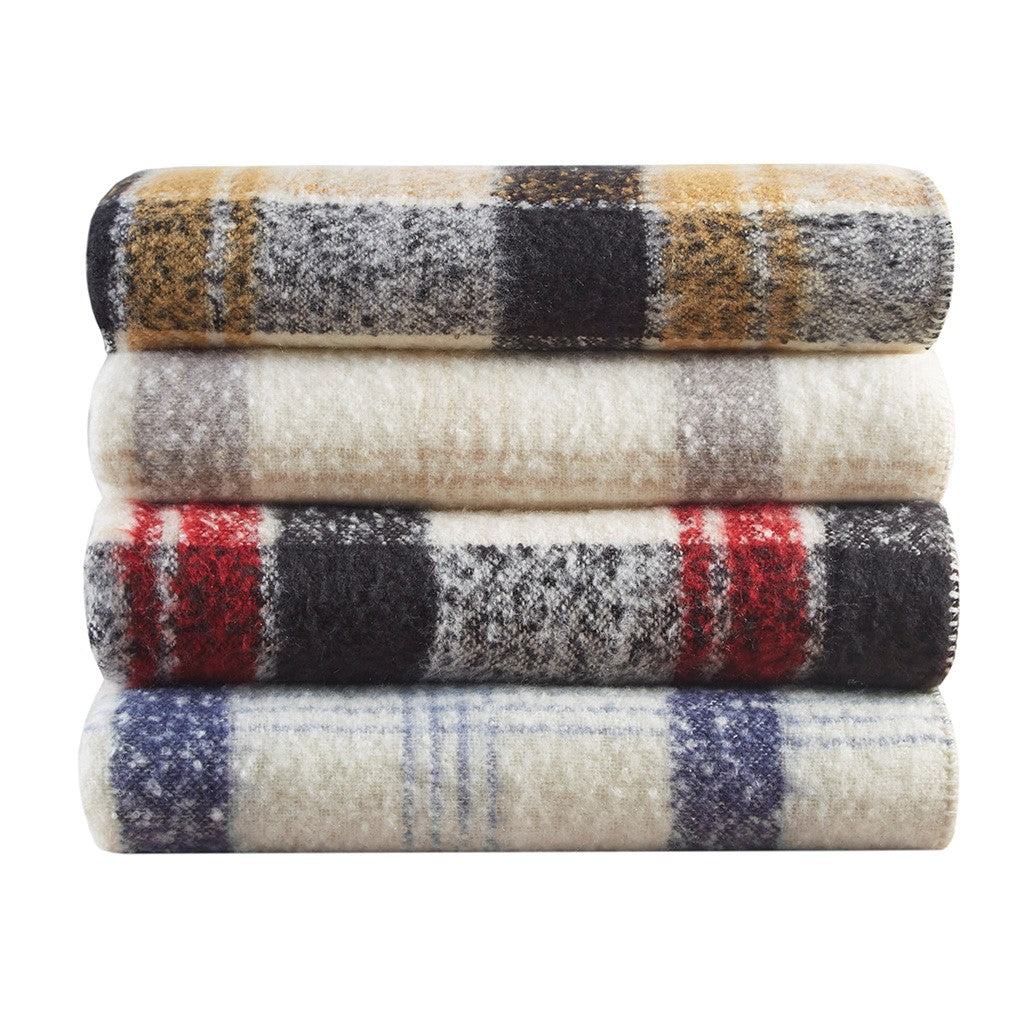 Bloomington Faux Mohair to Sherpa Throw Blanket Plaid Reversible Soft Cozy Accent