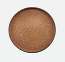 round brown cork pattern aged stain design flat plate