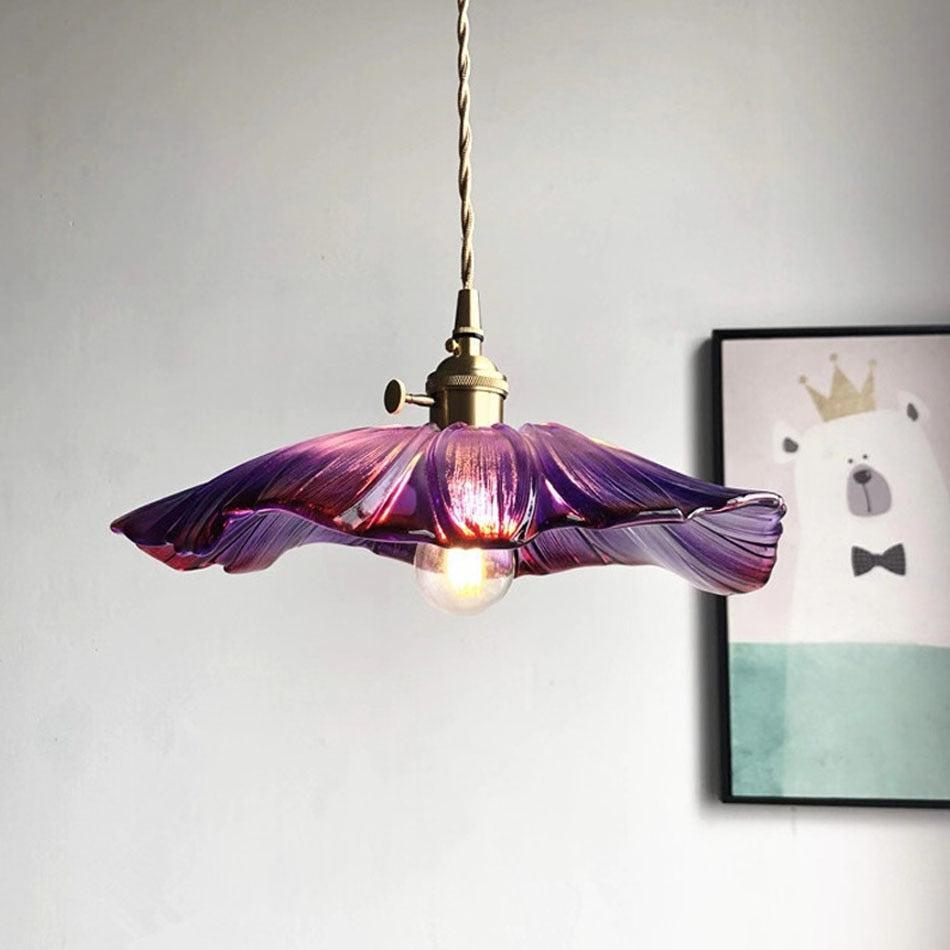Amethyst Flower Retro Glass Pendant Light