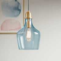 Auburn Glass Pendant Lamp clear bell glass shade metal base adjustable 80in cord 9in diameter