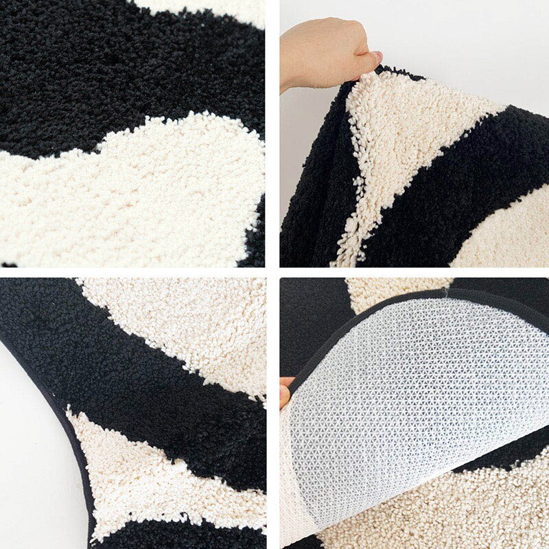 Black Swirl Shaped Area Rug