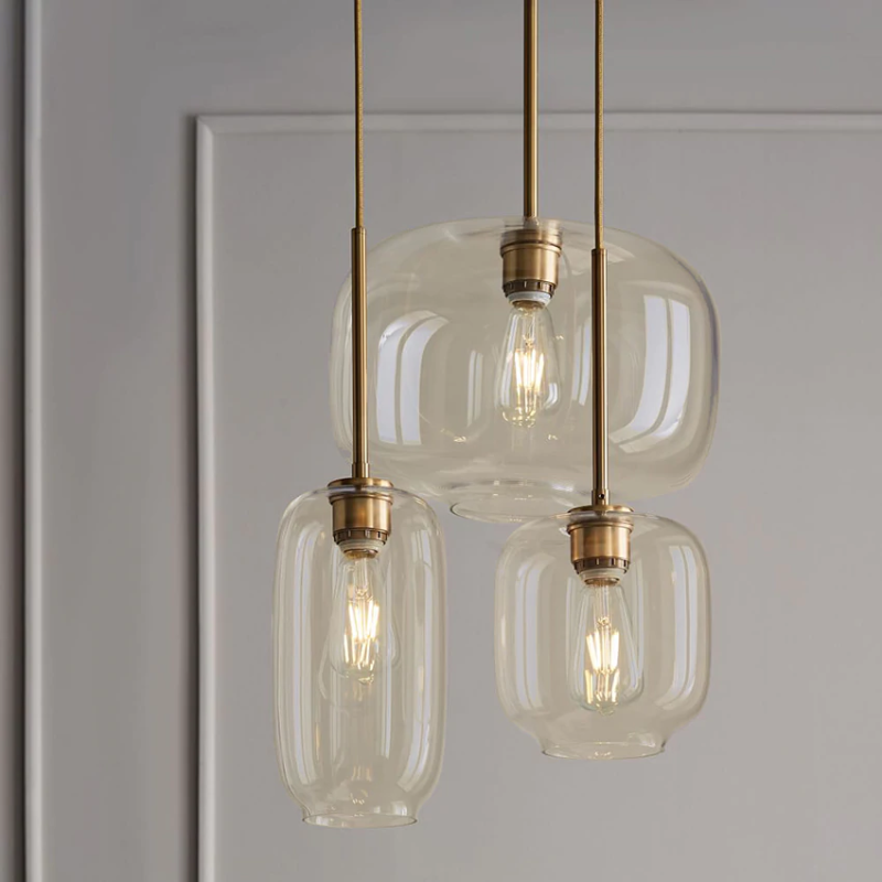 Brass & Glass Sculpted Pendant Lights